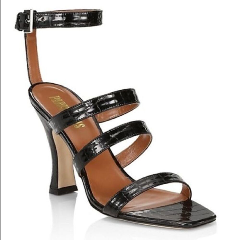 Paris Texas Ankle-Cuff Patent Croc-Embossed Sandal EU 38.5 $495